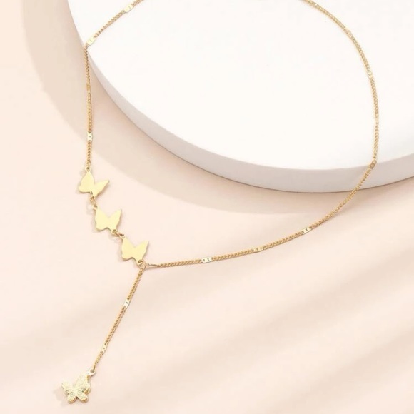 Butterfly Charm Necklace Golden Lariat - Picture 4 of 8